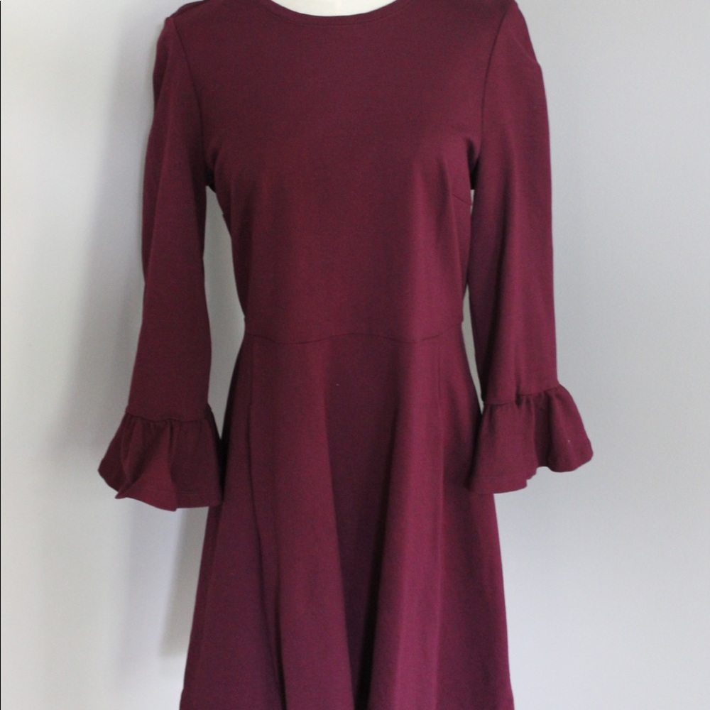 Kate Spade Maroon Bell Sleeve Dress, size Large